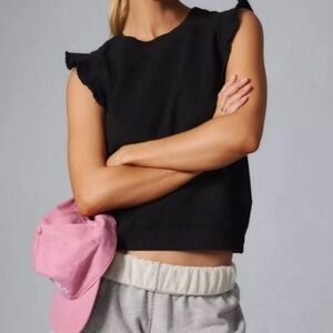 Anthropologie T.LA Black Ruffle Sleeve Women's Top